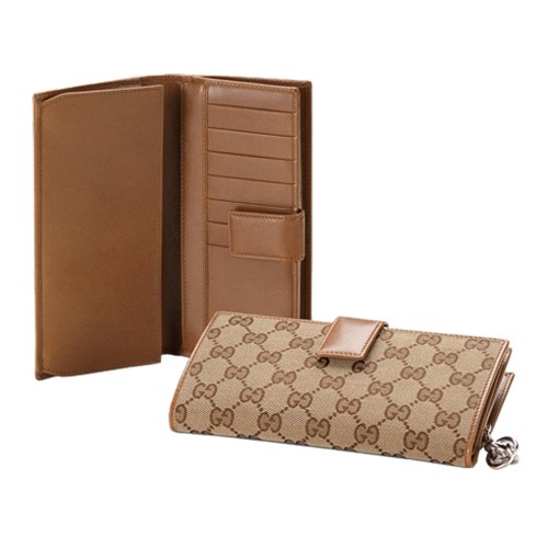 Brun Gucci Continental Porte-Monnaie Avec Verrouillage Charme